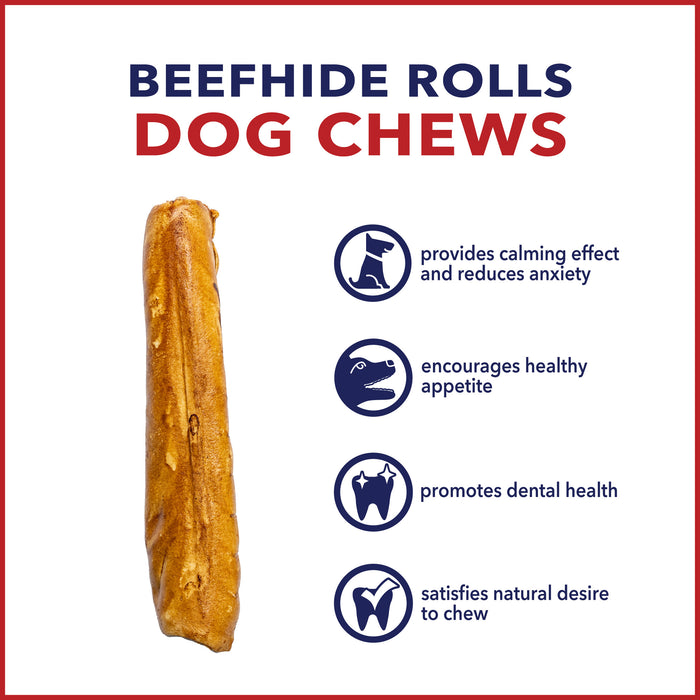 Pet Factory - Made in USA Beefhide Rolls Peanut Butter Flavored Dog Treat