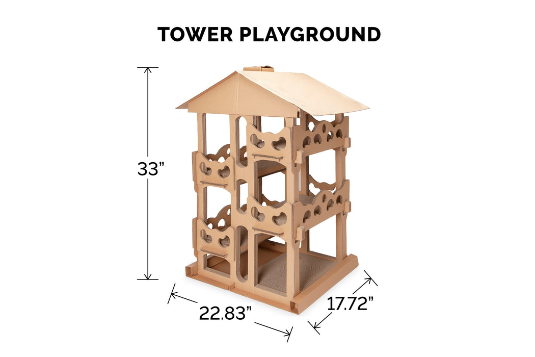 Tower Playground Corrugated Cat Scratcher with Catnip