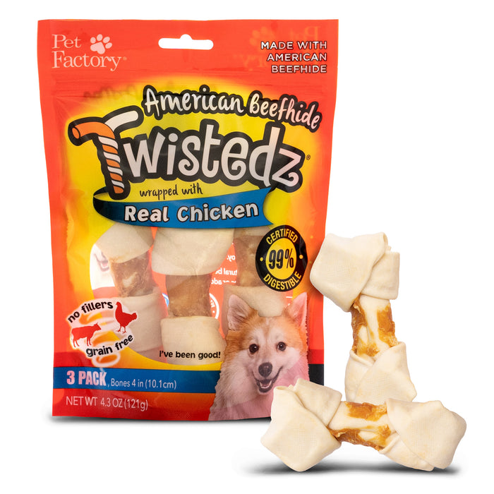 Pet Factory - Twistedz American Beefhide Bones with Meat Wrap Dog Treats