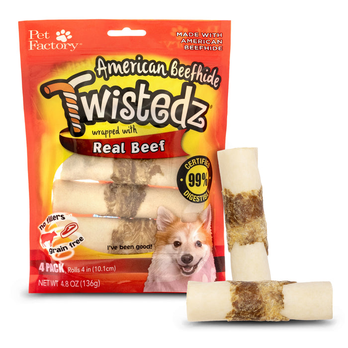 Pet Factory - Twistedz American Beefhide Rolls w/ Meat Wrap Dog Treats
