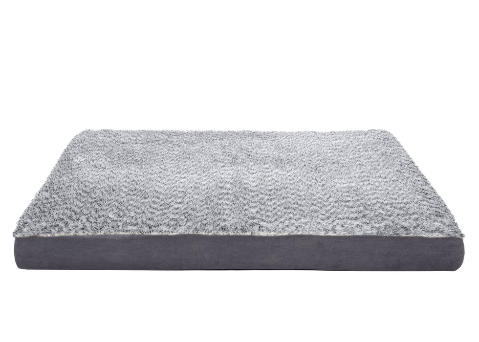 Deluxe Mattress Dog Bed - Two-Tone Faux Fur & Suede