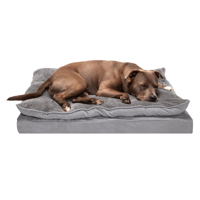 Deluxe Mattress Dog Bed - Minky Faux Fur and Suede Pillow Top