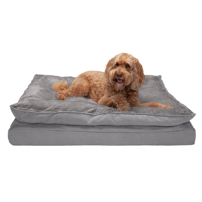 Deluxe Mattress Dog Bed - Minky Faux Fur and Suede Pillow Top