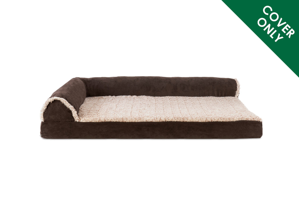 Deluxe Chaise Lounge Dog Bed - Two-Tone Faux Fur & Suede - Cover