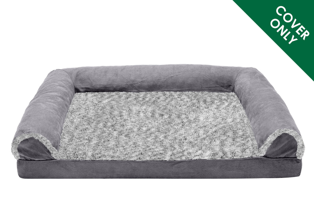 Sofa Dog Bed - Two-Tone Faux Fur & Suede - Cover