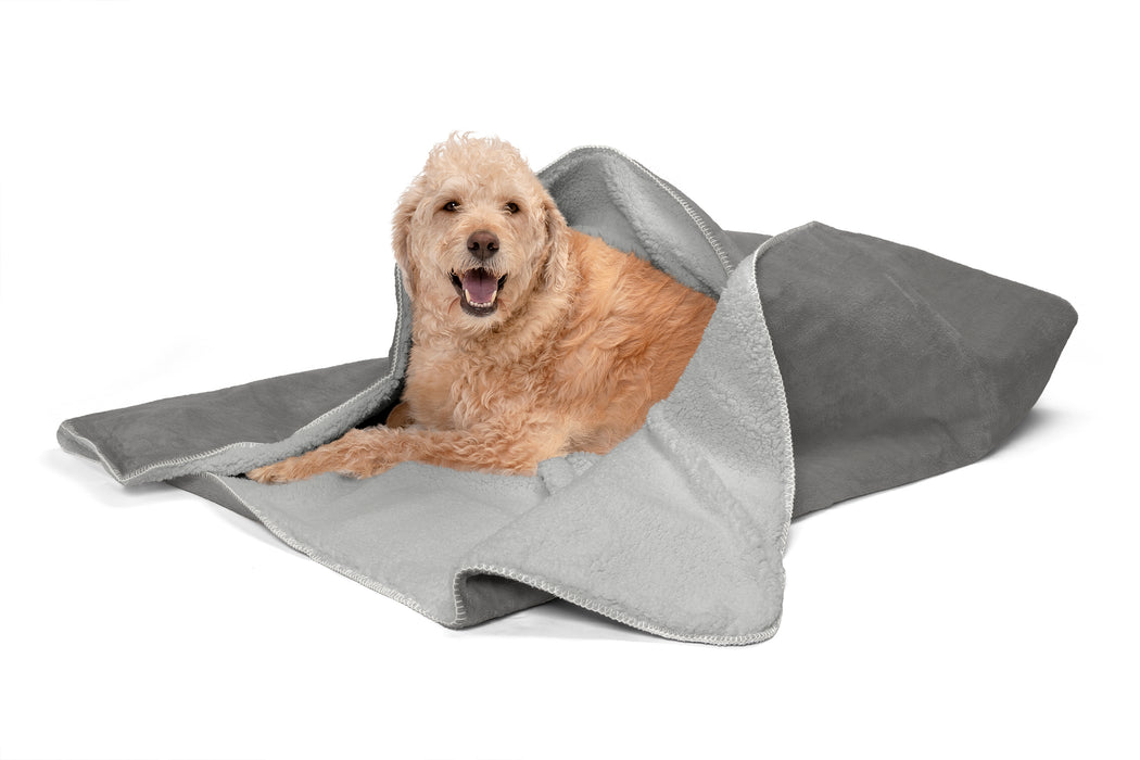 Waterproof Snuggly Warm Faux Lambswool & Terry Pet Throw Blanket