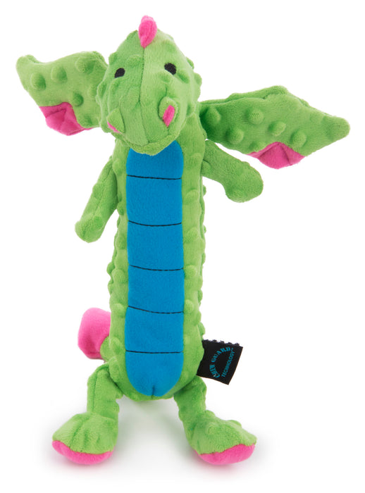 The goDog Skinny Dragons Green Large is covered in soft green "bubble" plush dogs love.