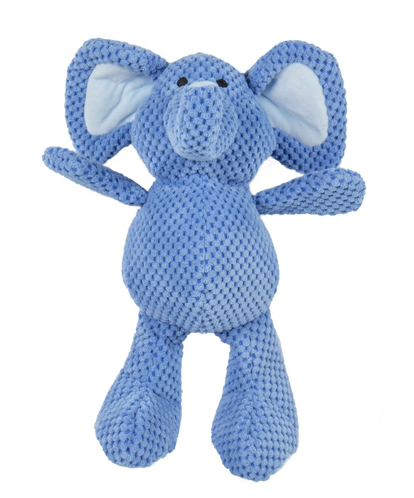 goDog - Checkers Elephant Squeaky Plush Dog Toys with Chew Guard Technology