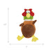 Dimensions shown of the godog action plush pheasant. Arrows accompanied by text indicate the height of the toy is 7.5" and the width of the toy is 7".