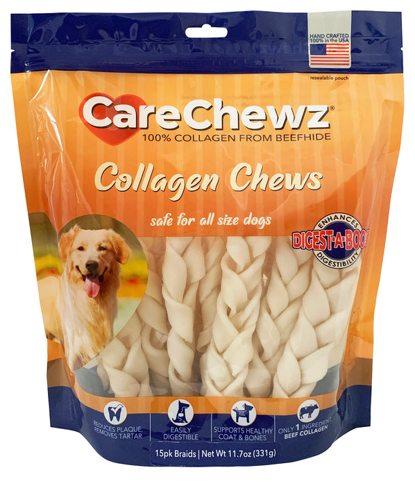 Pet Factory - CareChewz Collagen Braids 6-7", 15 - Pack Dog Treat
