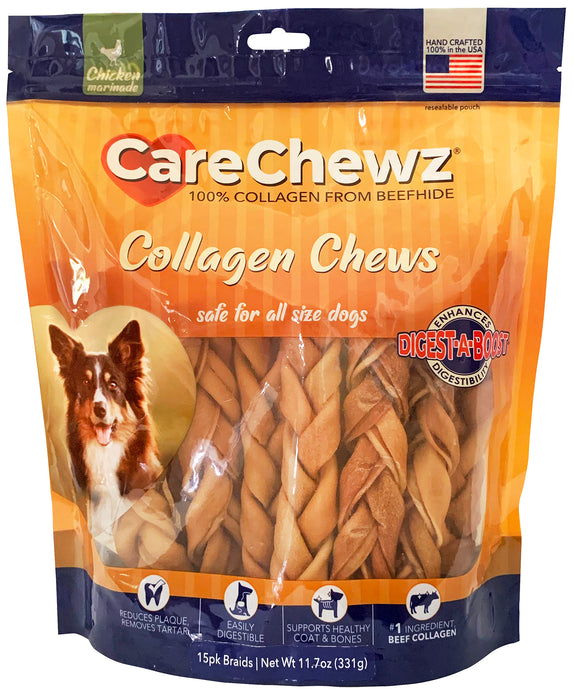 Pet Factory - CareChewz Collagen Braids 6-7", 15 - Pack Dog Treat
