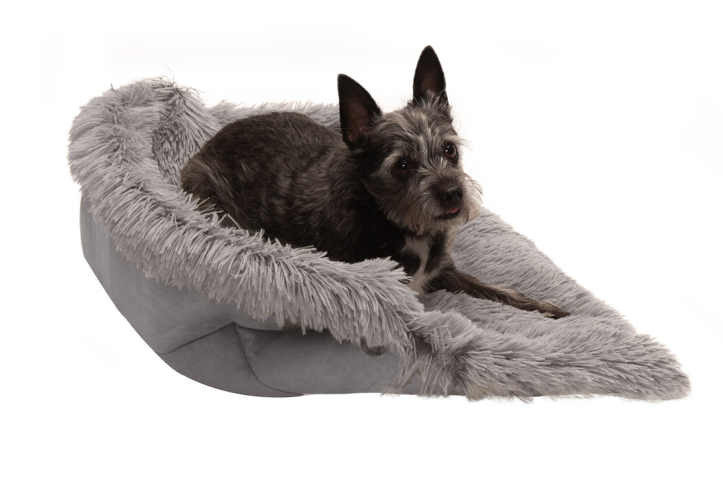 Self-Warming 4-in-1 Plush Long Faux Fur Convertible Cuddler Pet Bed