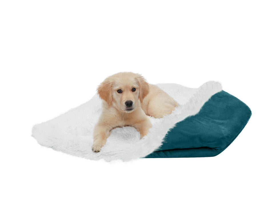 Self-Warming 4-in-1 Plush Long Faux Fur Convertible Cuddler Pet Bed