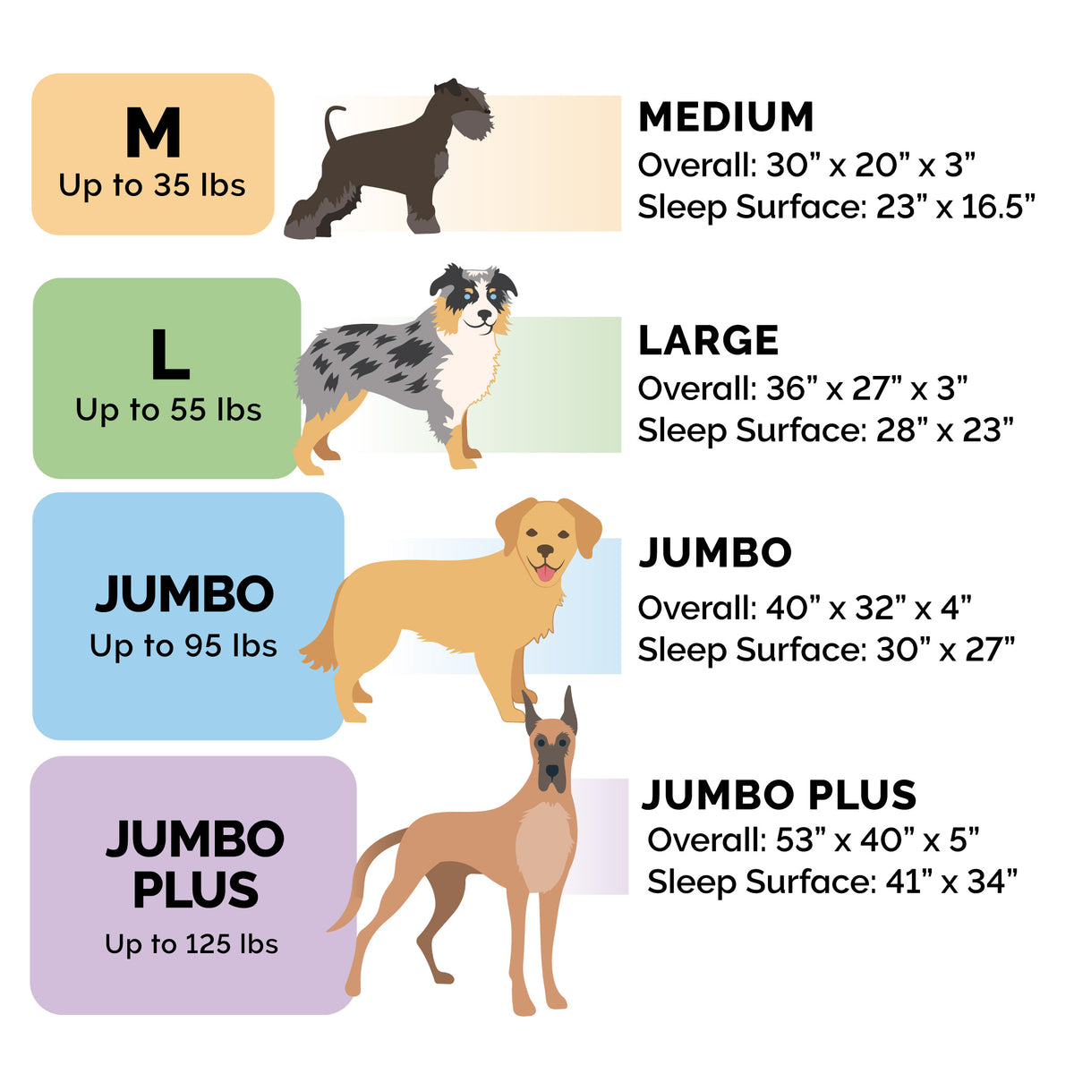 Size Chart for Furhaven Beds