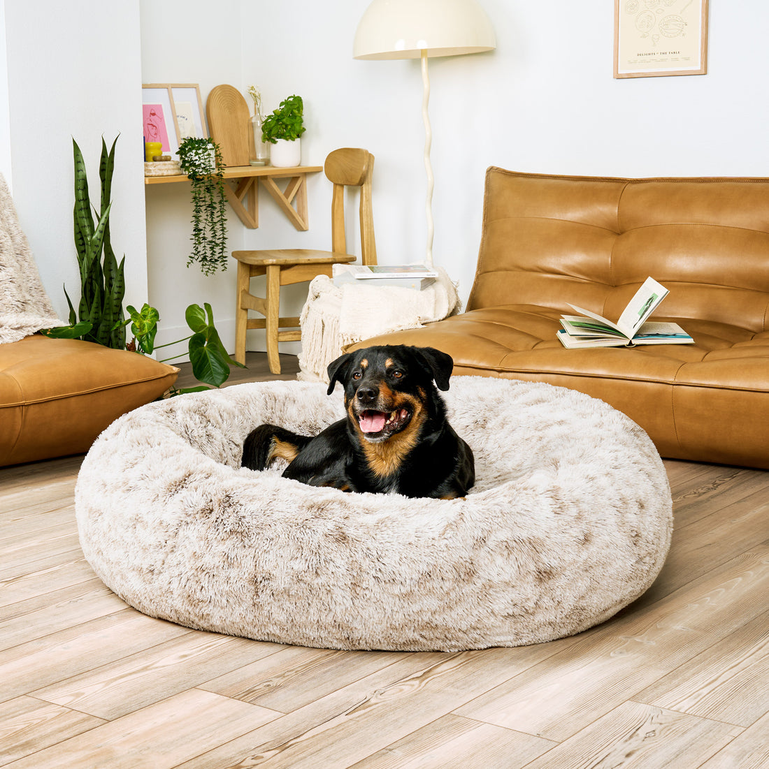 Calming Cuddler Long Fur Donut Dog Bed