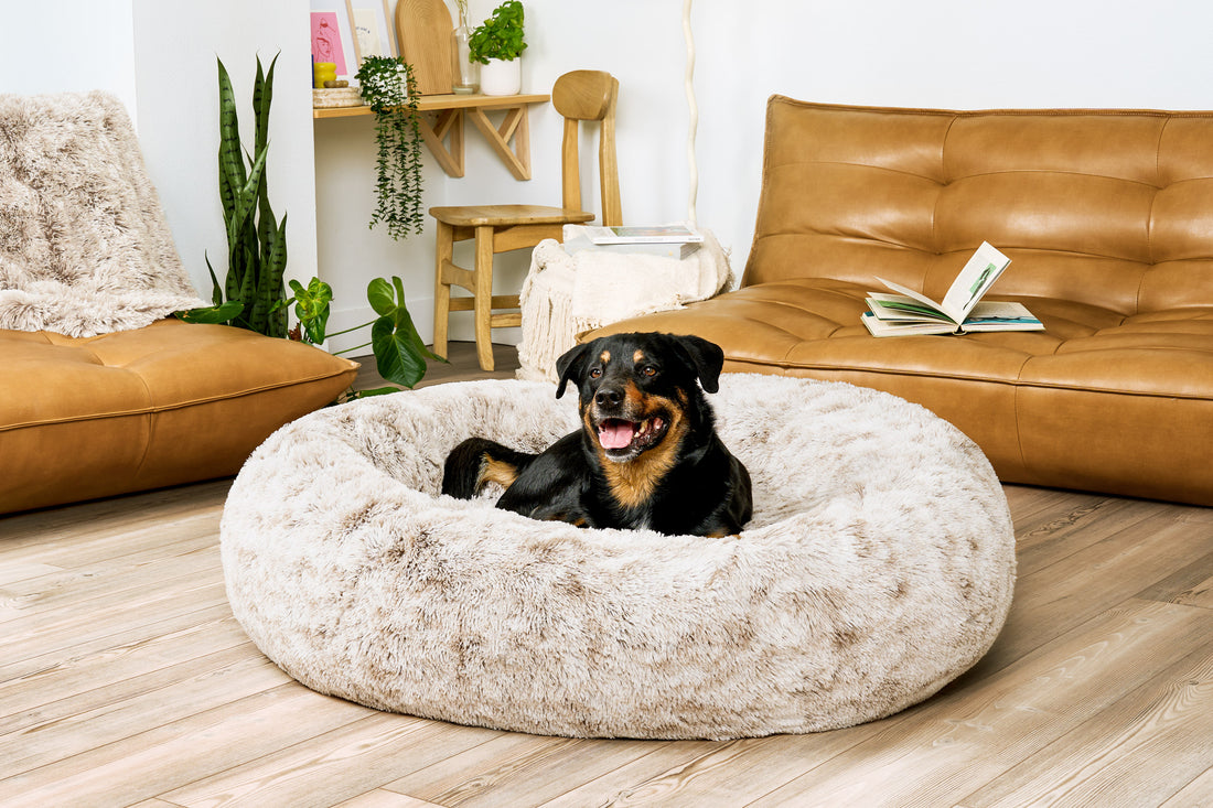 Calming Cuddler Long Fur Donut Dog Bed