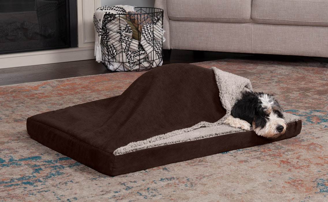 Deluxe Mattress Dog Bed - Berber & Suede Blanket Top