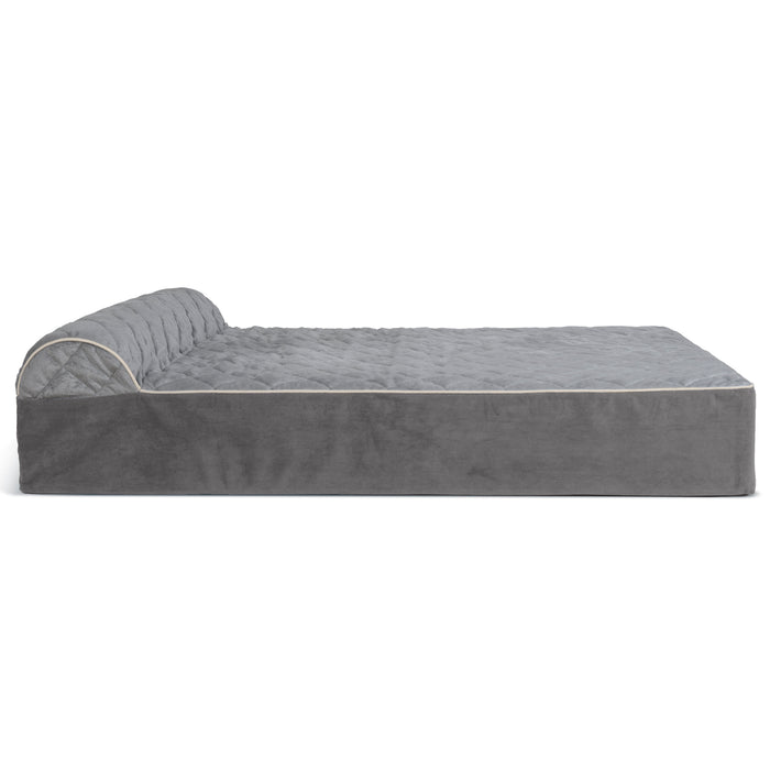 Goliath Chaise Lounge Dog Bed - Quilted Faux Fur & Velvet