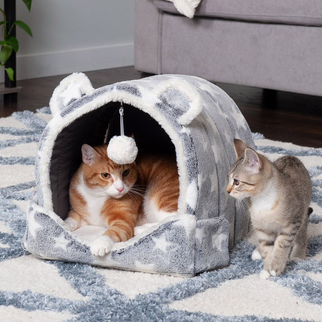 Fleece Snuggle Hideout Pet Bed - Fleece & Faux Fur