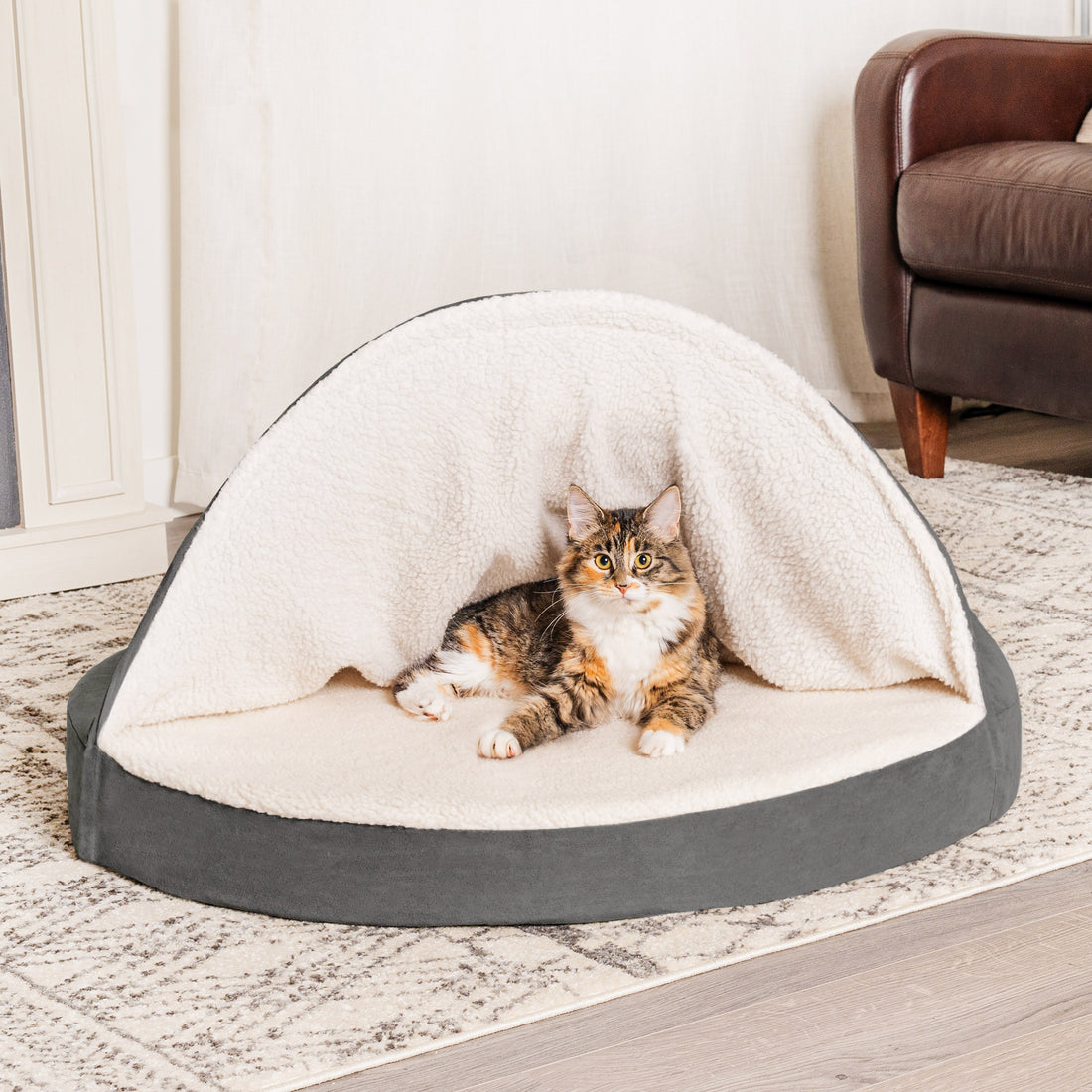 Snuggery Burrow Dog Bed - Faux Sheepskin