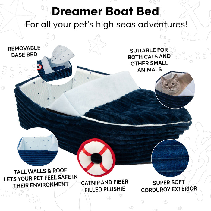 Corduroy Dreamer Boat Cat Bed
