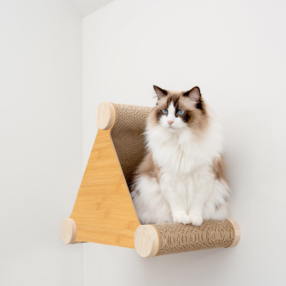 Ascentials by FurHaven Basecamp Cat Hideaway with Milestone Post (19"), Wall-Mounted Corrugated Cardboard Scratcher