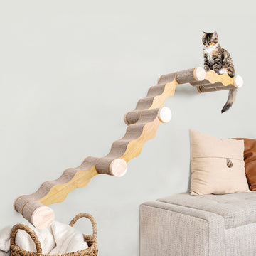 Ascentials by FurHaven Wall-Mounted Modular Scratching Perch Wave Cat Ramp (60”)