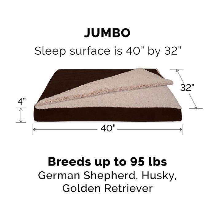 Deluxe Mattress Dog Bed - Berber & Suede Blanket Top