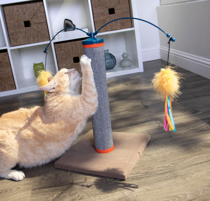 SmartyKat - Scratch 'N Spin Carpet Scratching Post with Spinning Wand Toys for Cats & Kittens