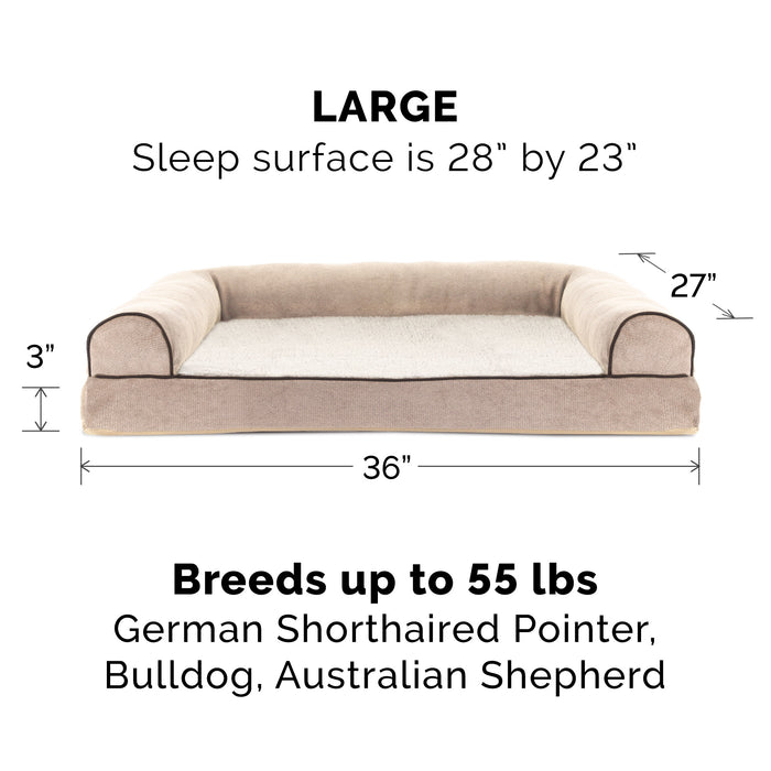 Estella Faux Fleece & Chenille Soft Woven Orthopedic Sofa Pet Bed Archie & Oscar Size: Jumbo Plus (53 W x 40 D x 9.5 H), Color: Coffee