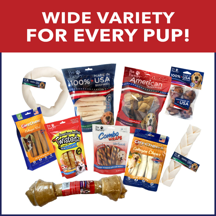 Pet Factory - Made in USA Beefhide Chip Rolls 5 inch Flavored Dog Treats