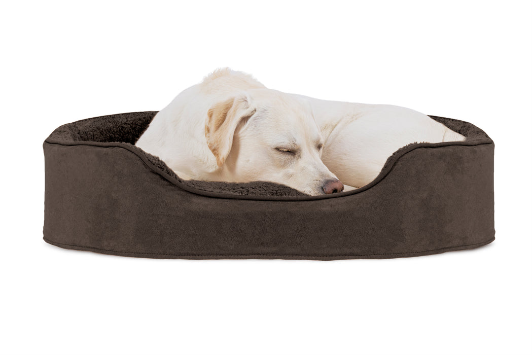 Oval Dog Bed - Snuggle Terry & Suede