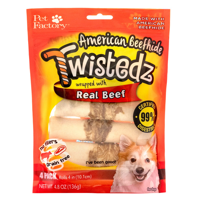 Pet Factory - Twistedz American Beefhide Rolls w/ Meat Wrap Dog Treats