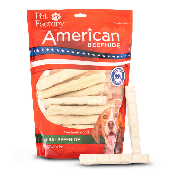 Pet Factory - American Beefhide Chip Rolls 5" Flavored Dog Treat (50-Pack)