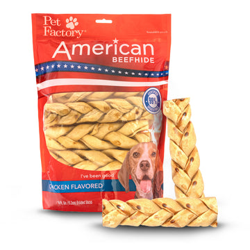 Pet Factory - American Beefhide Braided Stick - 6" Flavored Dog Treat