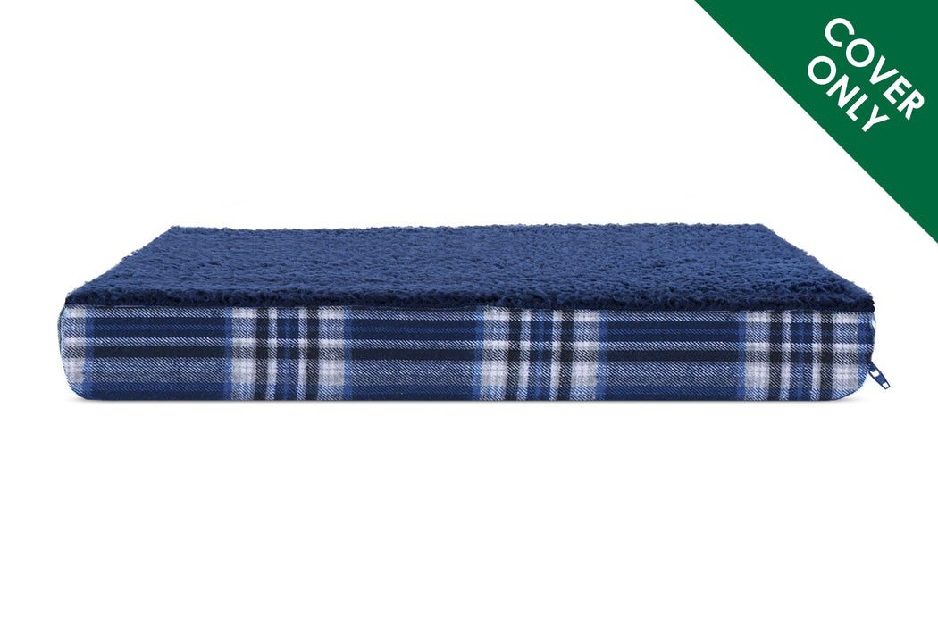 Deluxe Mattress Dog Bed - Faux Sheepskin & Plaid Flannel - Cover