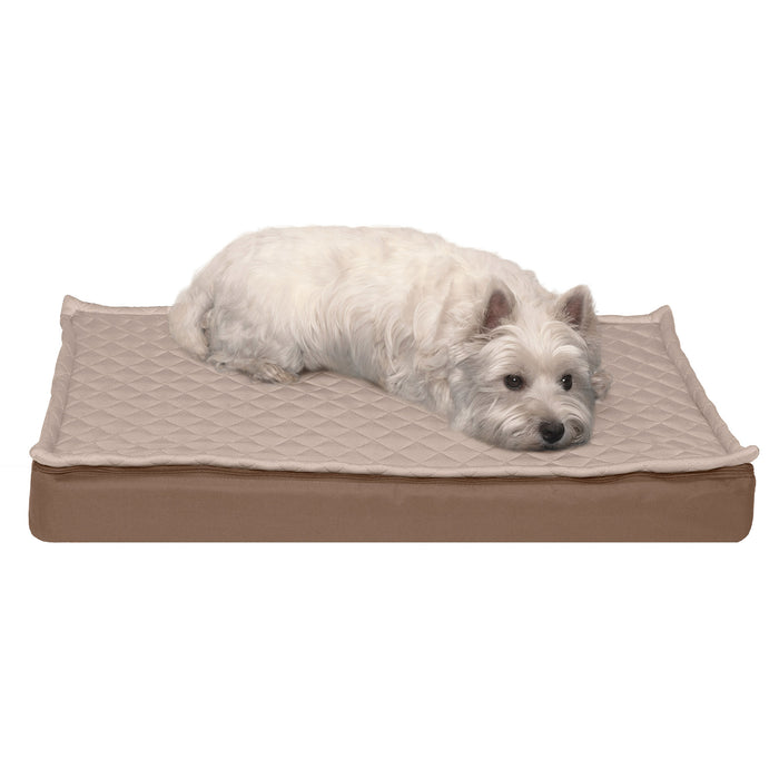 FurHaven Oxford Indoor/Outdoor Deluxe Dog Bed - Orthopedic Foam - Chestnut - Jumbo