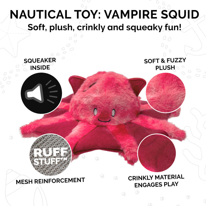 Crinkle Plush Dog Toy - Kraken the Vampire Squid
