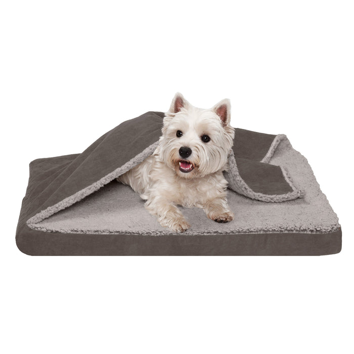 Deluxe Mattress Dog Bed - Berber & Suede Blanket Top