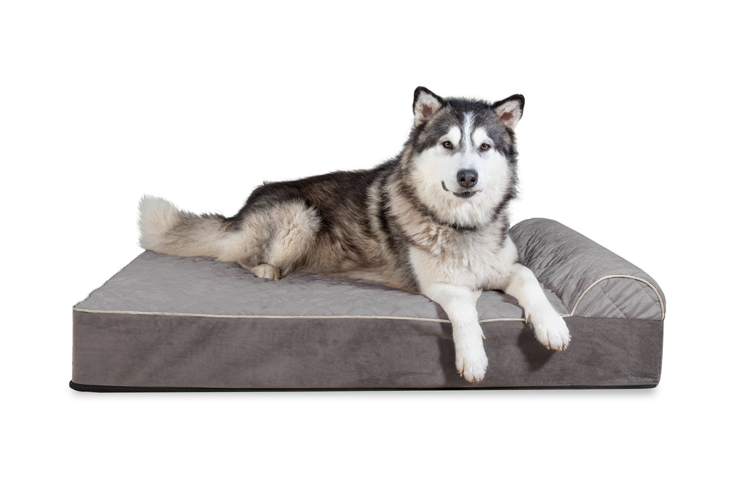 Goliath Chaise Lounge Dog Bed - Quilted Faux Fur & Velvet