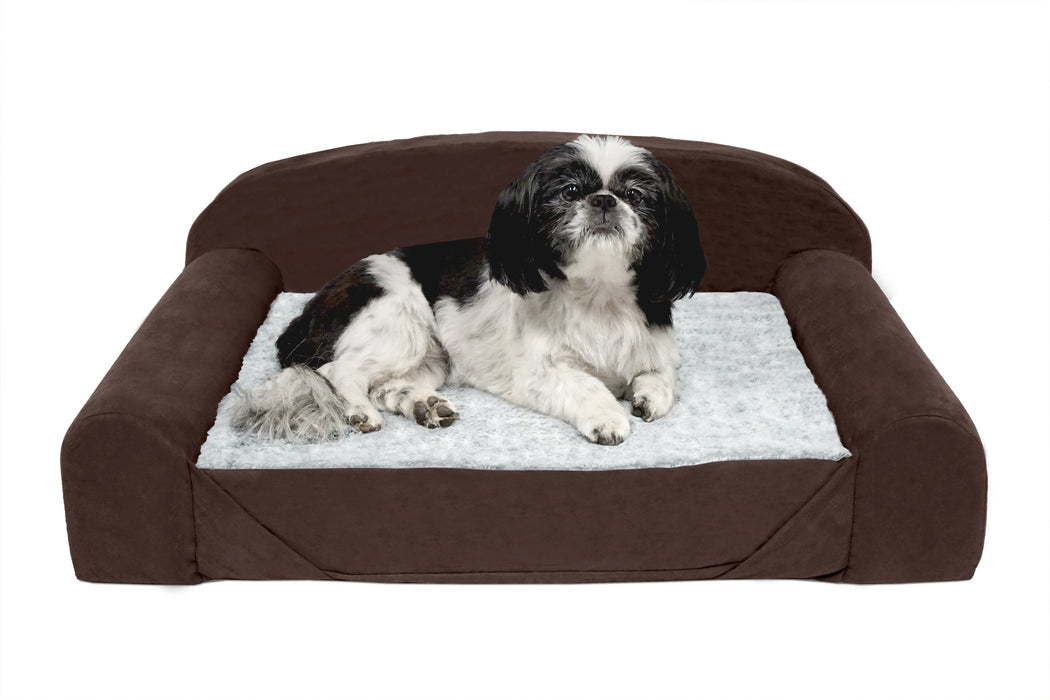 Sofa Dog Bed - Faux Fur & Backed Suede Orthopedic Luxury Edition