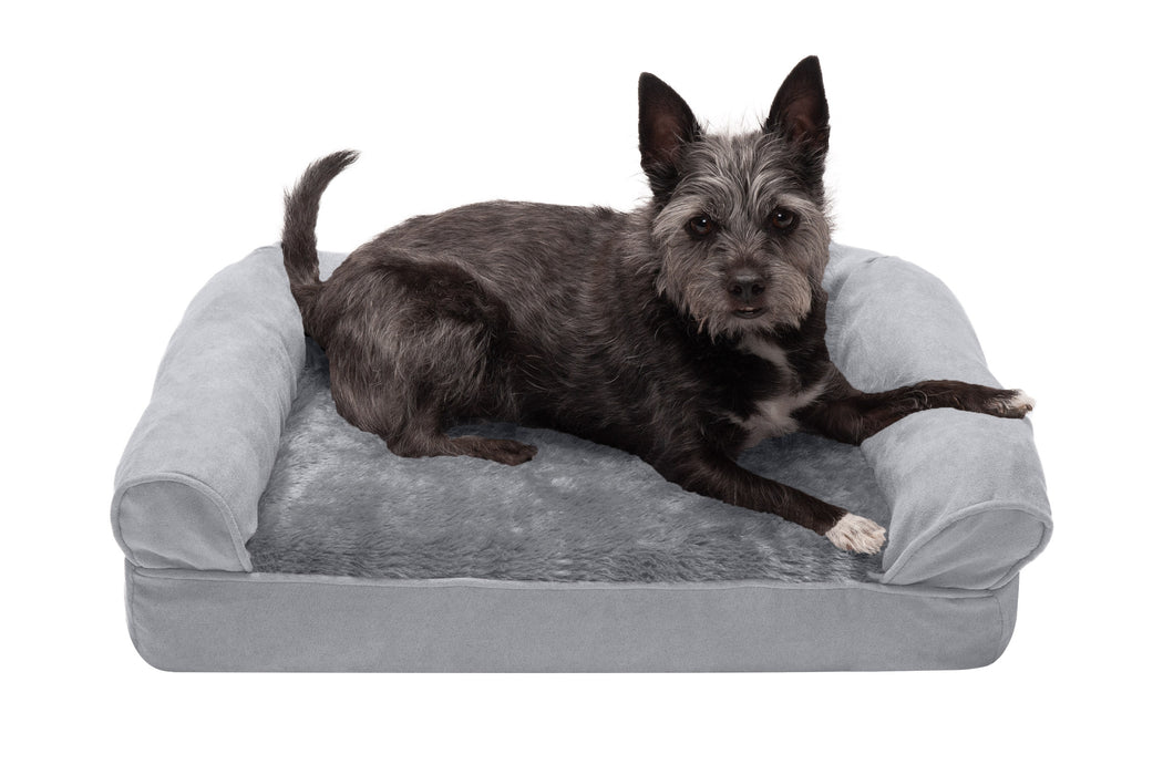FurHaven Plush & Suede Full Support Sofa Dog Bed - Large - Gray