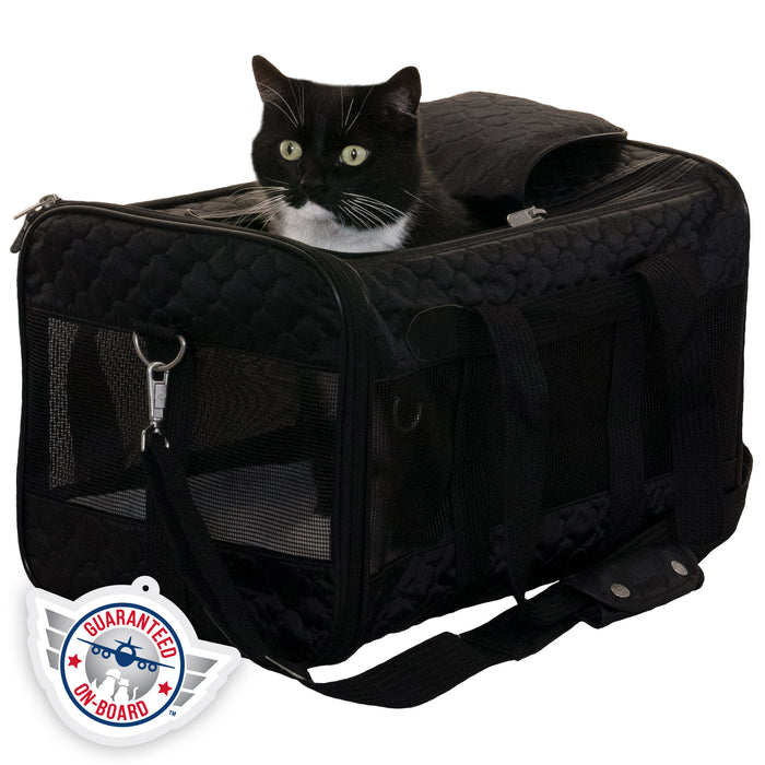 Pet Carrier Soft Sided Small Cat / Dog Comfort Black Travel Bag