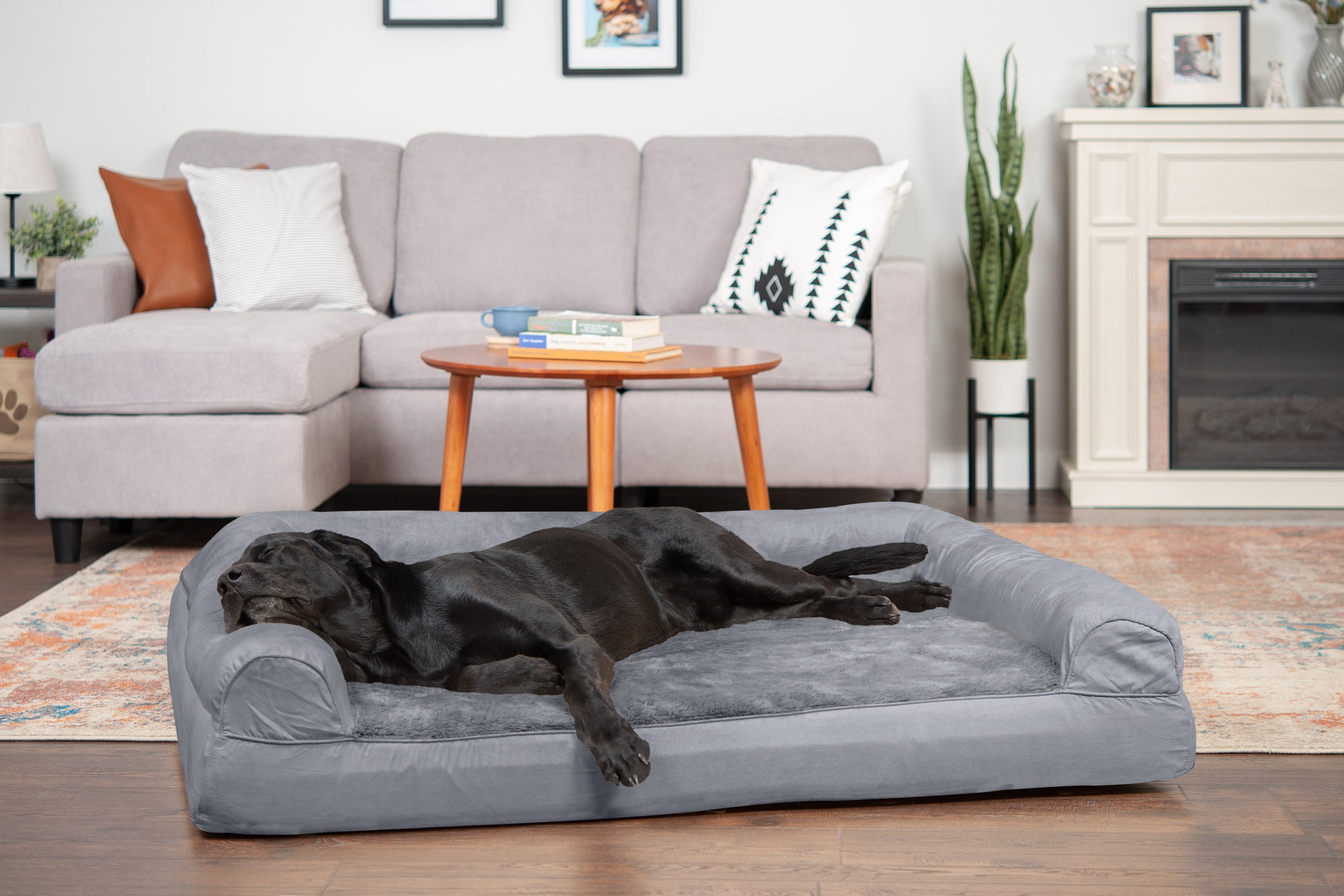 Furhaven XXL Cooling Gel Foam Dog Bed Plush Southwest Kilim Decor Sofa-St  通販