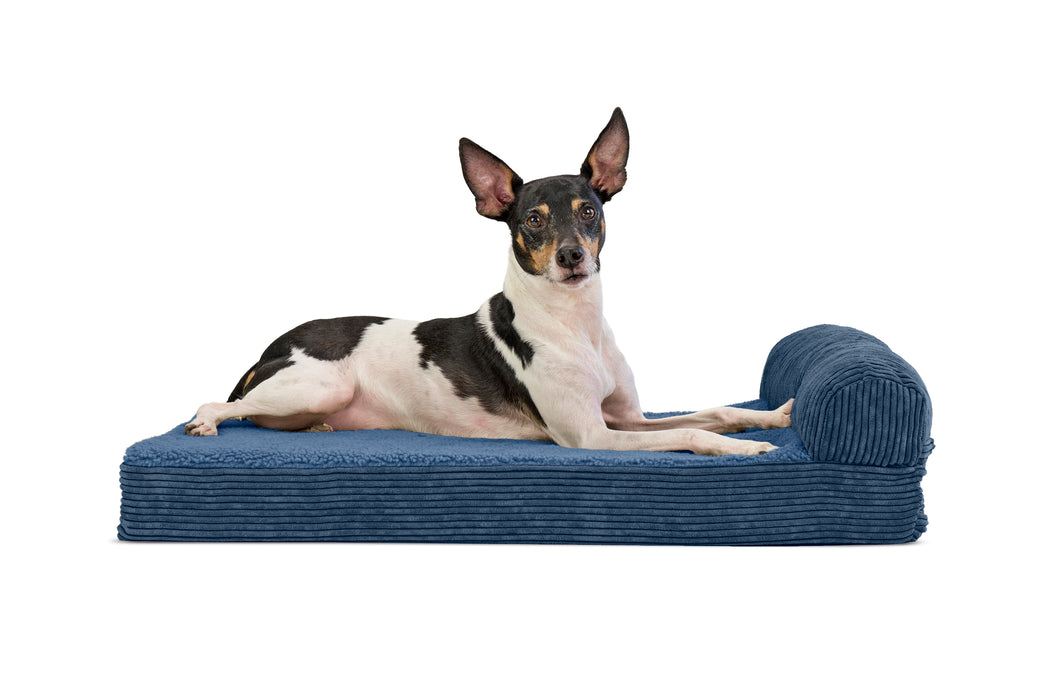 Chaise Lounge Dog Bed - Faux Fleece & Corduroy