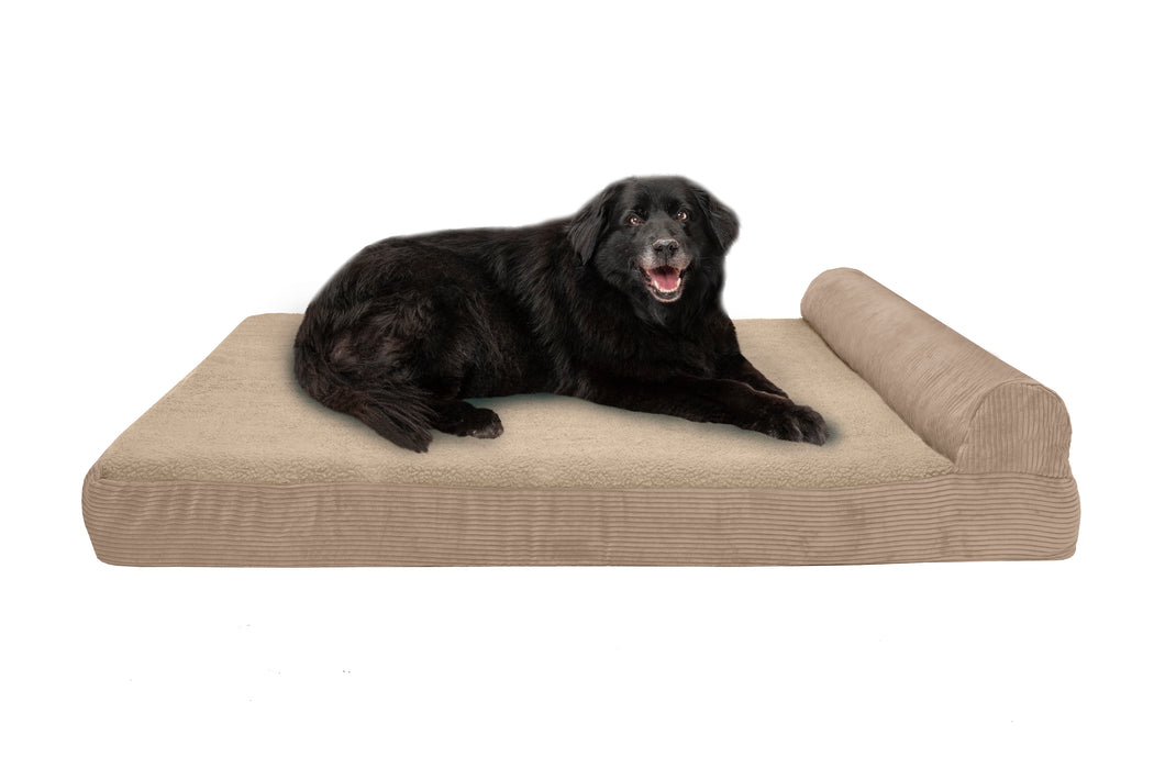 Chaise Lounge Dog Bed - Faux Fleece & Corduroy