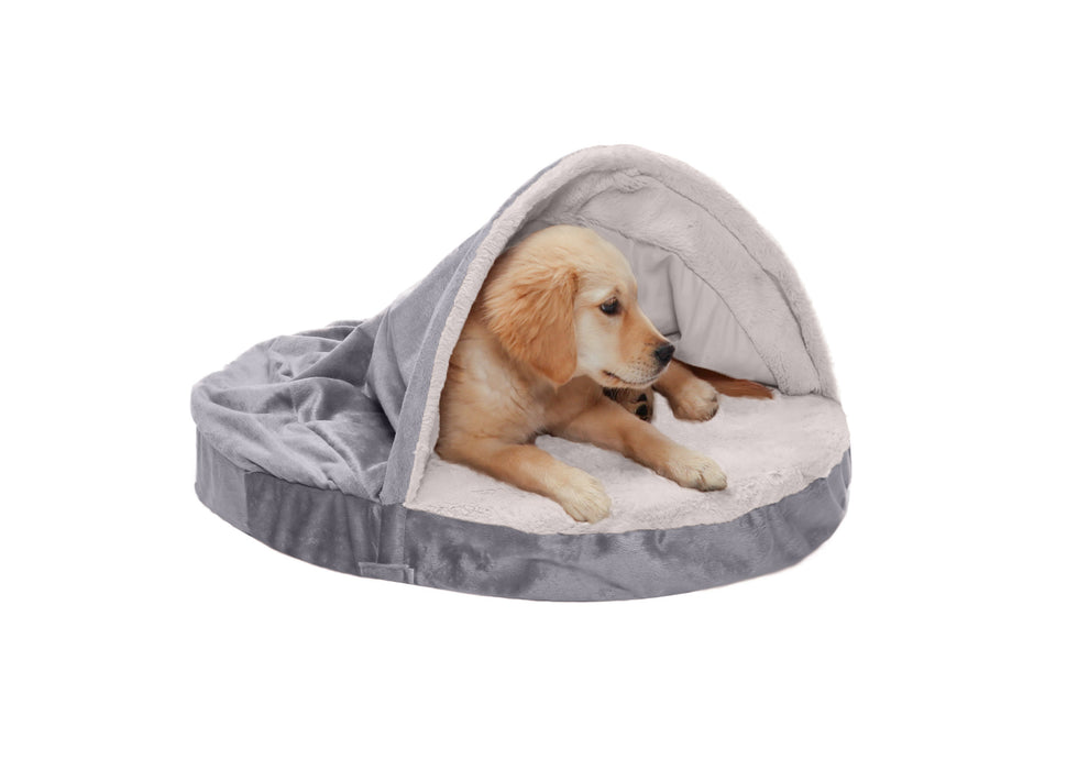Snuggery Burrow Dog Bed - Wave Fur & Velvet