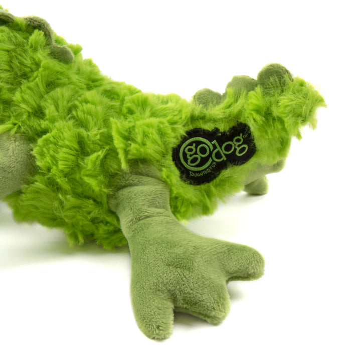 goDog - PlayClean Gator Squeaker Plush Dog Toy