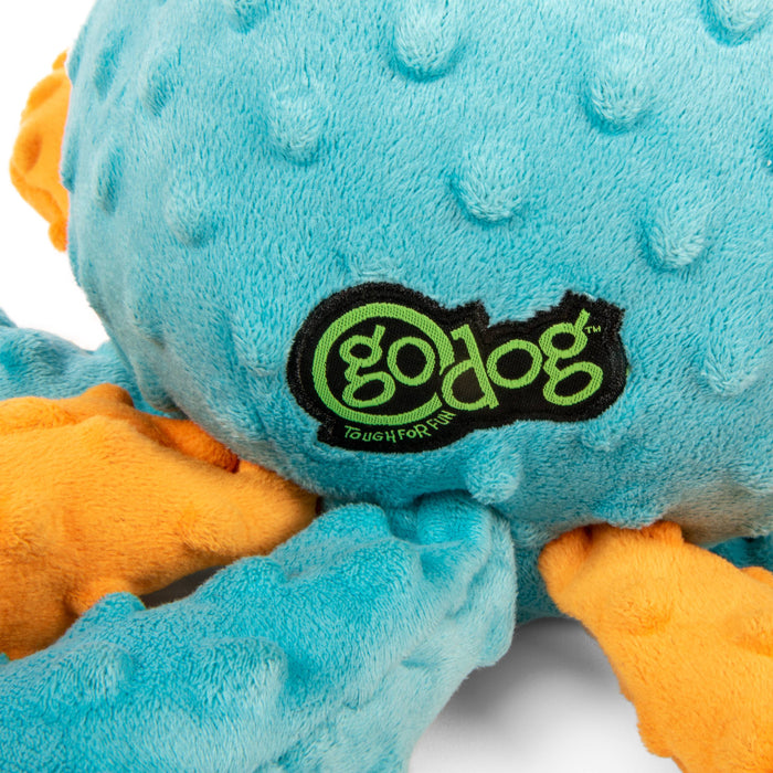 goDog Crazy Tugs Octopus Squeaky Plush Dog Toy with Chew Guard Technology