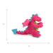 The dimensions of the goDog Dragons Small Pink are indicated with arrows showing that the height of the toy is 6" and the length of the toy is 8"